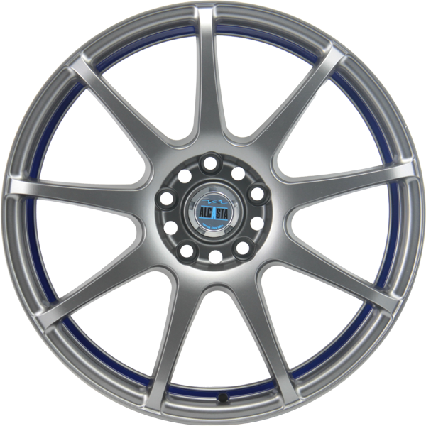 фото диска Alcasta R15 ET40 DIA60,1 PCD:4/100 матовый темно-серый с синей полосой внутри