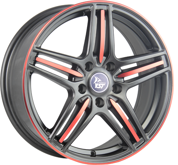 фото диска YST R16 ET31 DIA65,1 PCD:4/108 черный матовый+красный