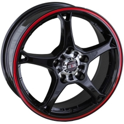 фото диска Alcasta R16 ET45 DIA66,1 PCD:5/114,3 черный с красной полосой по ободу