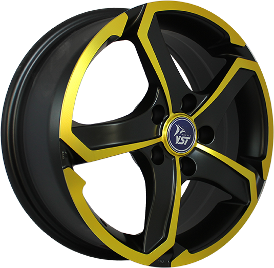 фото диска YST R18 ET30 DIA72,6 PCD:5/120 черный матовый+желтый