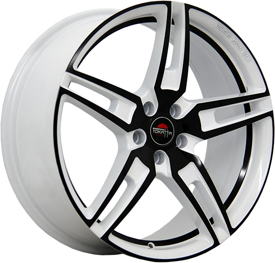 фото диска YOKATTA R16 ET52 DIA54,1 PCD:4/100 белый+черный+черная полоса по ободу внутри