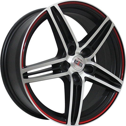 фото диска Alcasta R15 ET50 DIA60,1 PCD:4/100 черный матовый с красным ободом
